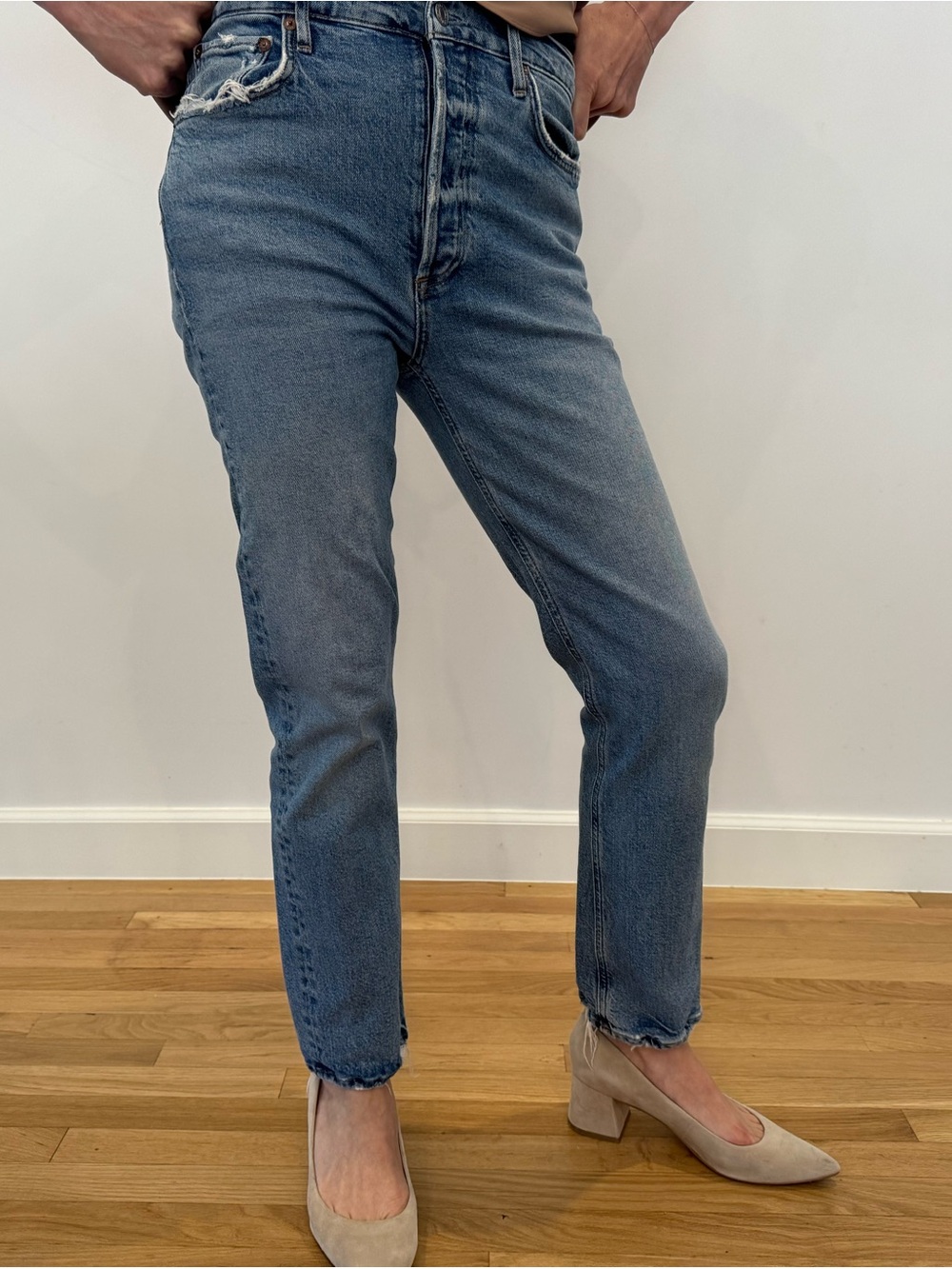 Agolde Straight-Leg High-Rise Vintage Blue Jeans